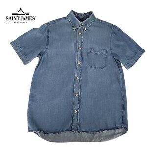 SAINT JAMES Chambray Shirt “Frédéric” Style 100% TENCEL short sleeve m